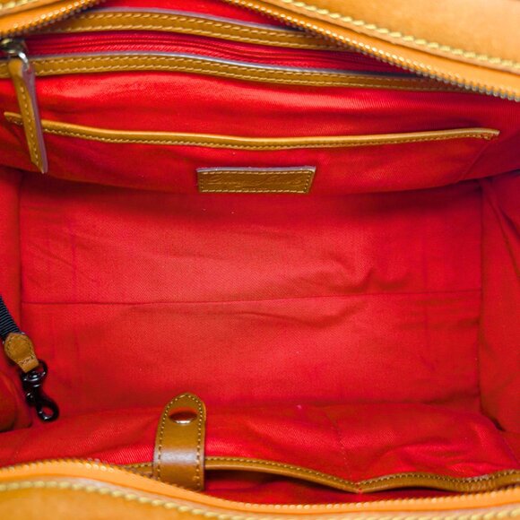 SOLD Dooney & Bourke Orange Signature Gretta Canvas Jacquard Leather Satchel - Picture 8 of 10
